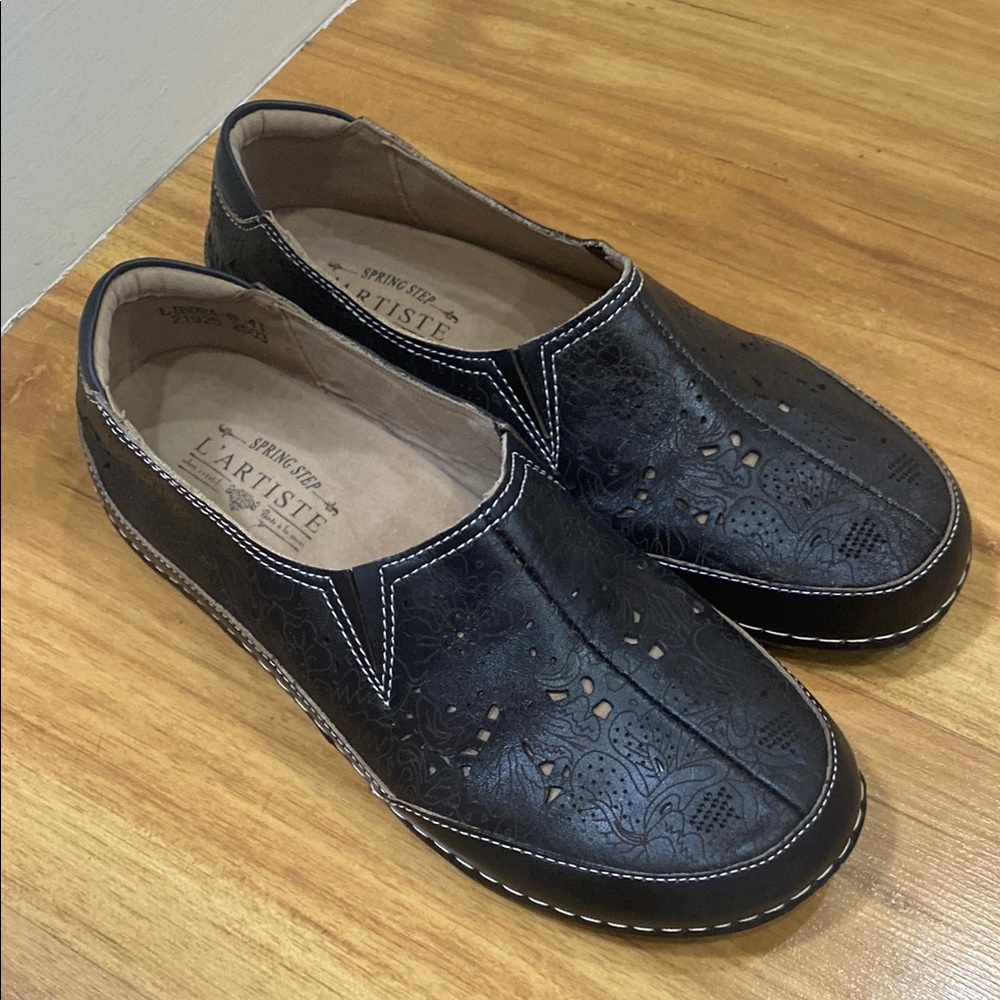 NEW Spring Step L'Artiste Libora Dark Brown Loafers Slip-On Shoes Size 41